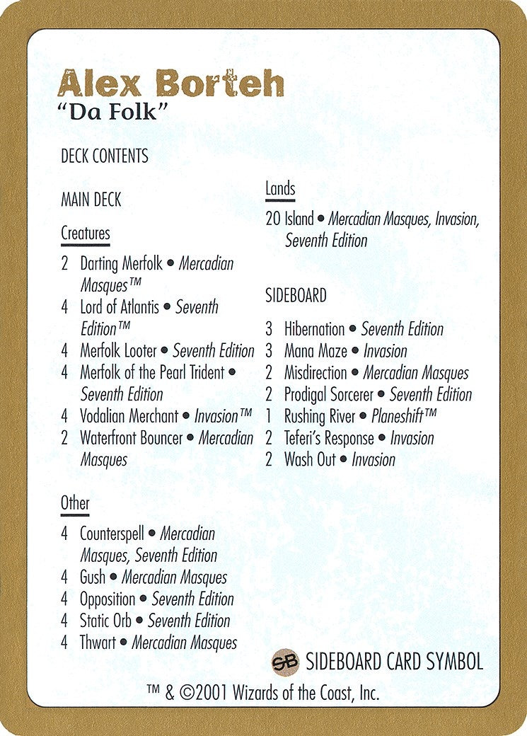 2001 Alex Borteh Decklist Card [WCD] - MTG Single