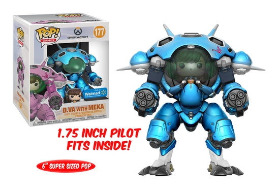 Overwatch: D.Va with Meka Super Sized 6’’ (Blueberry) (Walmart Exclusive) (177) [POP!] - Funko Sealed