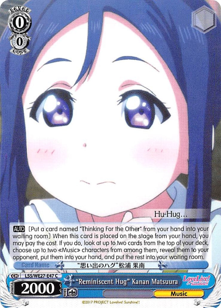 ’Reminiscent Hug’ Kanan Matsuura (2747) [LSS/WE27] - Weiss Schwarz Single