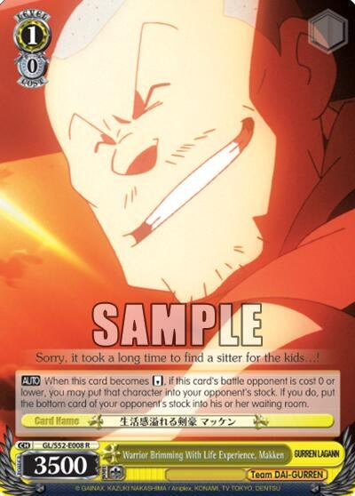 Warrior Brimming With Life Experience Makken (52008) [GL/S52] - Weiss Schwarz Single