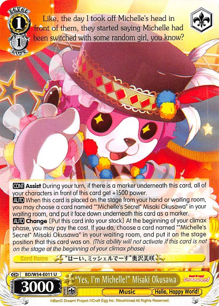 ’Yes I’m Michelle!’ Misaki Okusawa (54011) [BD/W54] - Weiss Schwarz Single