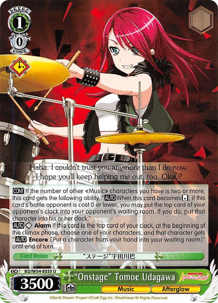 ’Onstage’ Tomoe Udagawa (54035) [BD/W54] - Weiss Schwarz Single