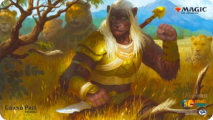 Magic Grand Prix 2018 Playmat: Brussels - Leonin Warleader - Playmats Sealed