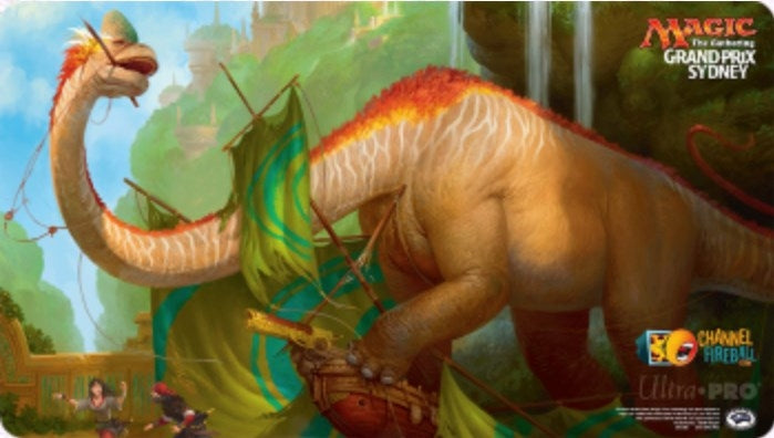 Magic Grand Prix 2018 Playmat: Sydney (Version 3) - Thrashing Brontodon - Playmats Sealed
