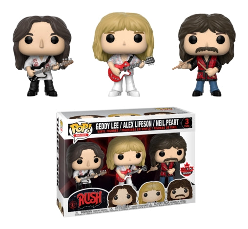 Rocks: Rush: Geddy Lee / Alex Lifeson / Neil Peart 3-Pack (FAN EXPO Canada Exclusive) [POP!] - Funko Sealed