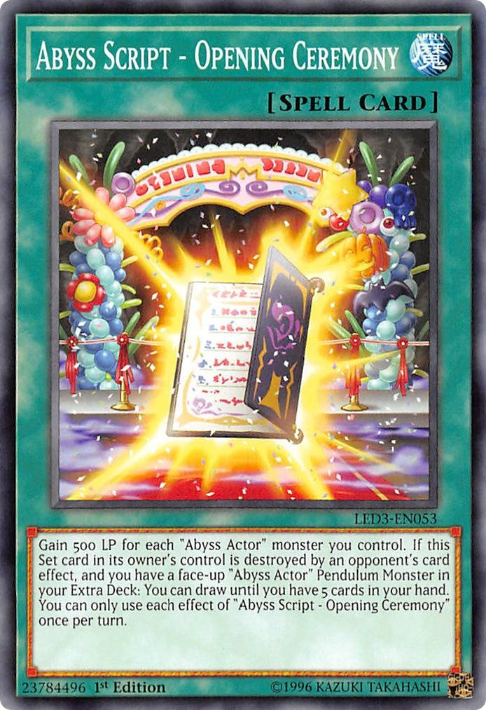 Abyss Script - Opening Ceremony (3053) (LED3) - YuGiOh Single