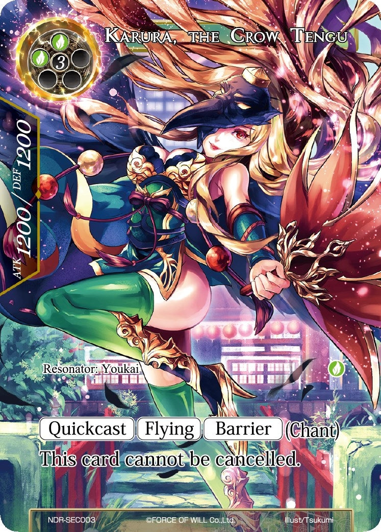 Karura the Crow Tengu (Secret) (3) [NDR] - Force of Will Single