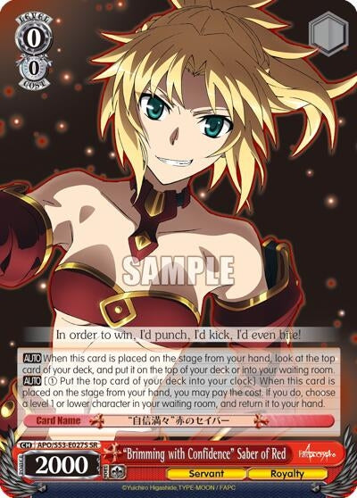 ’Brimming with Confidence’ Saber of Red (SR) (53027) [APO/S53] - Weiss Schwarz Single
