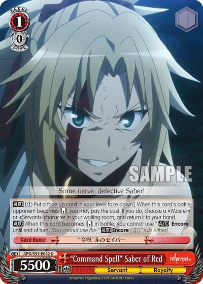 ’Command Spell’ Saber of Red (53042) [APO/S53] - Weiss Schwarz Single