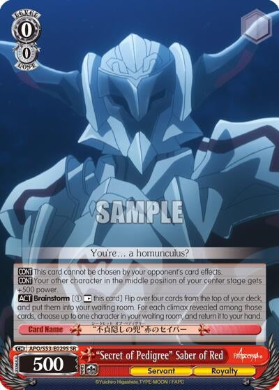 ’Secret of Pedigree’ Saber of Red (SR) (53029) [APO/S53] - Weiss Schwarz Single