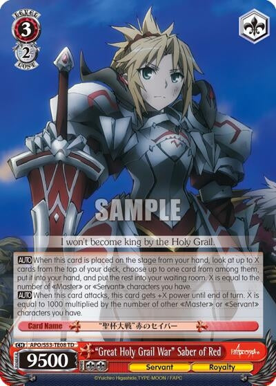 ’Great Holy Grail War’ Saber of Red (5308) [APO/S53] - Weiss Schwarz Single