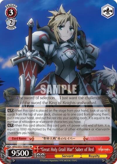 ’Great Holy Grail War’ Saber of Red (SR) (5308) [APO/S53] - Weiss Schwarz Single