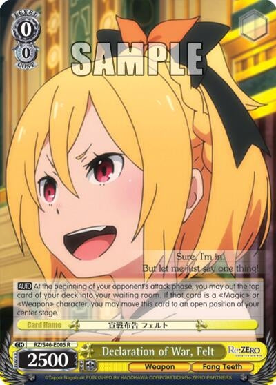 Declaration of War Felt (46005) [RZ/S46] - Weiss Schwarz Single