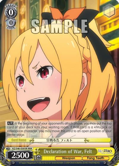 Declaration of War Felt (RRR) (46005) [RZ/S46] - Weiss Schwarz Single