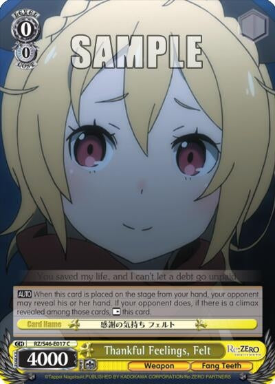 Thankful Feelings Felt (46017) [RZ/S46] - Weiss Schwarz Single