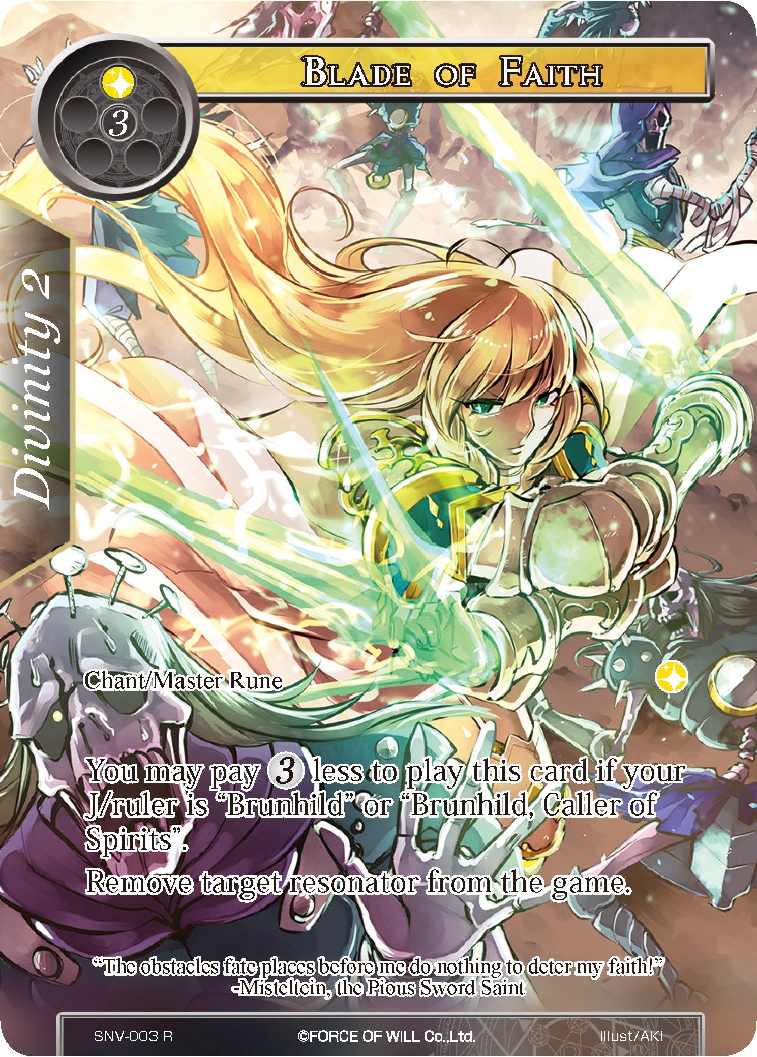 Blade of Faith (Full Art) (3) [SNV] - Force of Will Single