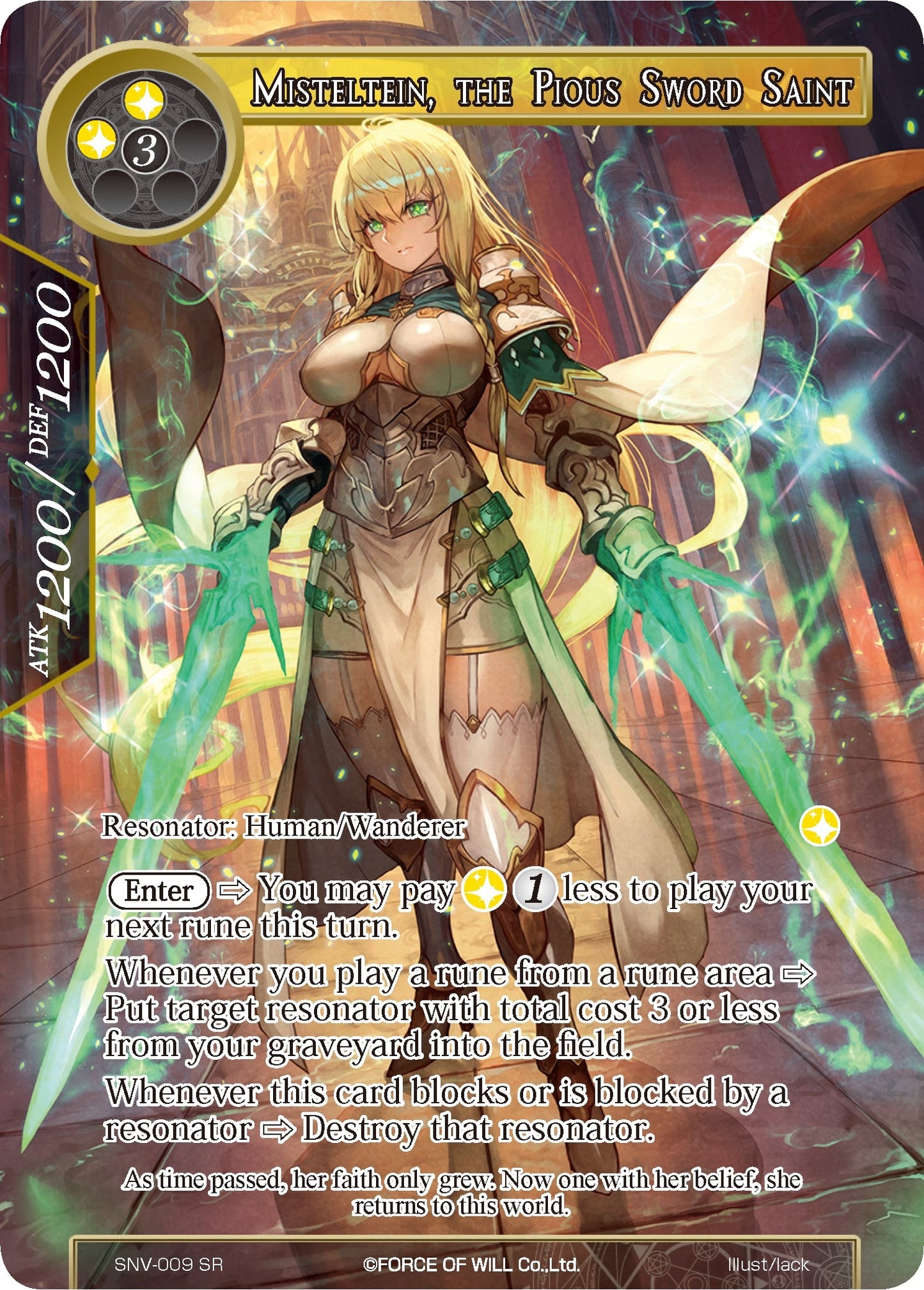 Misteltein the Pious Sword Saint (Full Art) (9) [SNV] - Force of Will Single