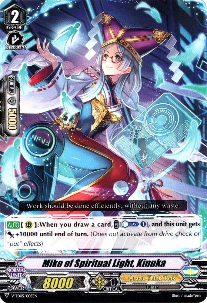 Miko of Spiritual Light Kinuka (5005) [V-TD05] - Cardfight Vanguard Single