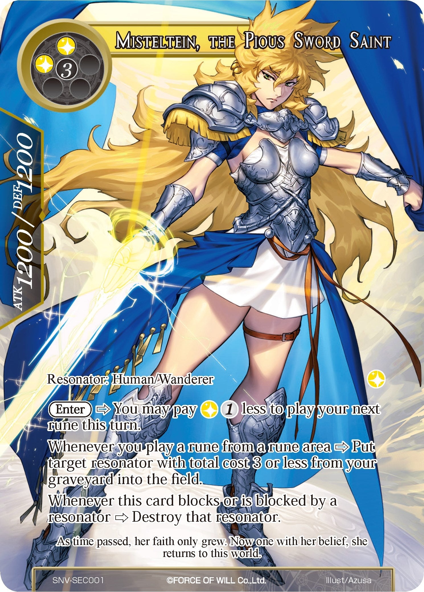 Misteltein the Pious Sword Saint (Secret) (1) [SNV] - Force of Will Single