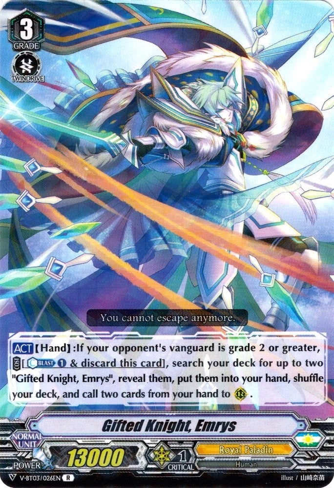 Gifted Knight Emrys (3026) [V-BT03] - Cardfight Vanguard Single