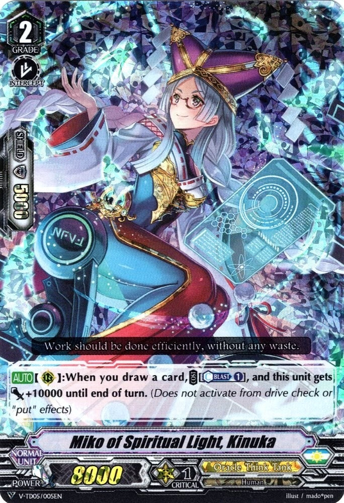Miko of Spiritual Light Kinuka (RRR Foil) (5005) [V-TD05] - Cardfight Vanguard Single
