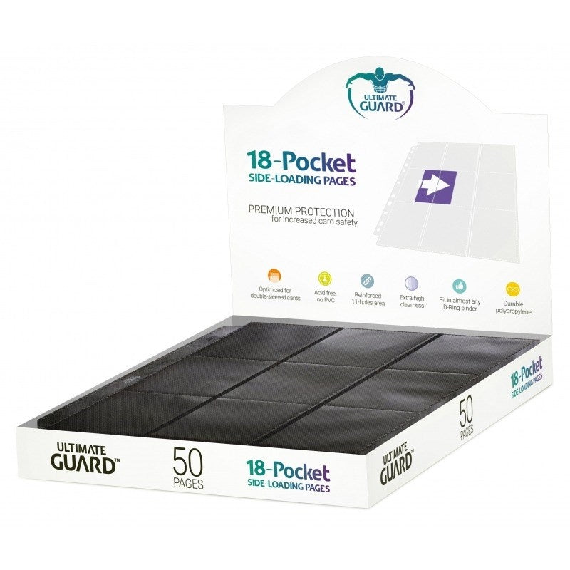 Double-Sided Side-Loading 9-Pocket Pages - 11-Holes Black (50-Pack) [ULTIMATEGU] - Protective Pages Sealed