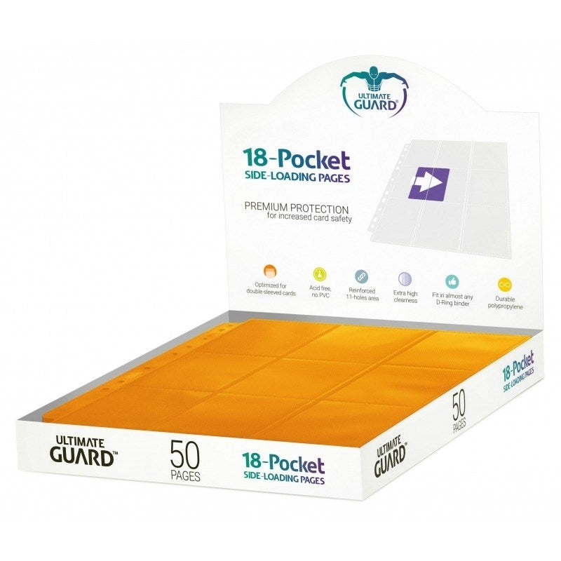 Double-Sided Side-Loading 9-Pocket Pages - 11-Holes Orange (50-Pack) [ULTIMATEGU] - Protective Pages Sealed