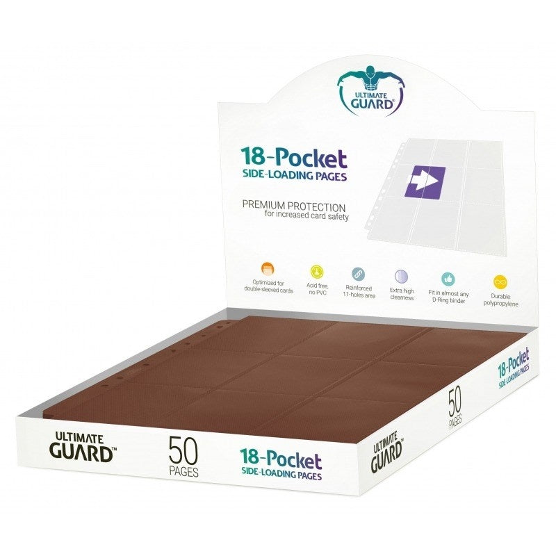 Double-Sided Side-Loading 9-Pocket Pages - 11-Holes Brown (50-Pack) [ULTIMATEGU] - Protective Pages Sealed