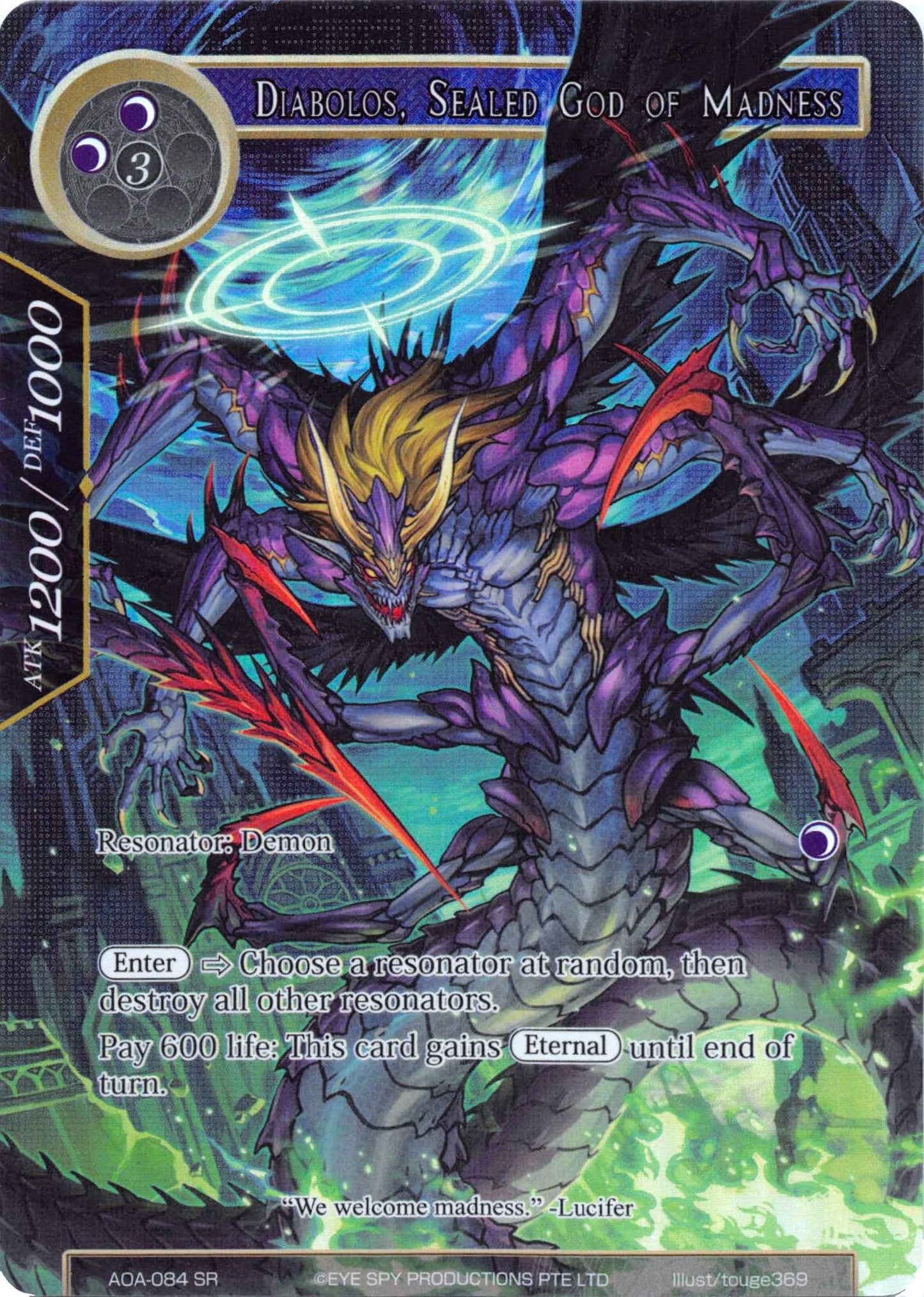 Diabolos Sealed God of Madness (Full Art) (84) [AOA] - Force of Will Single