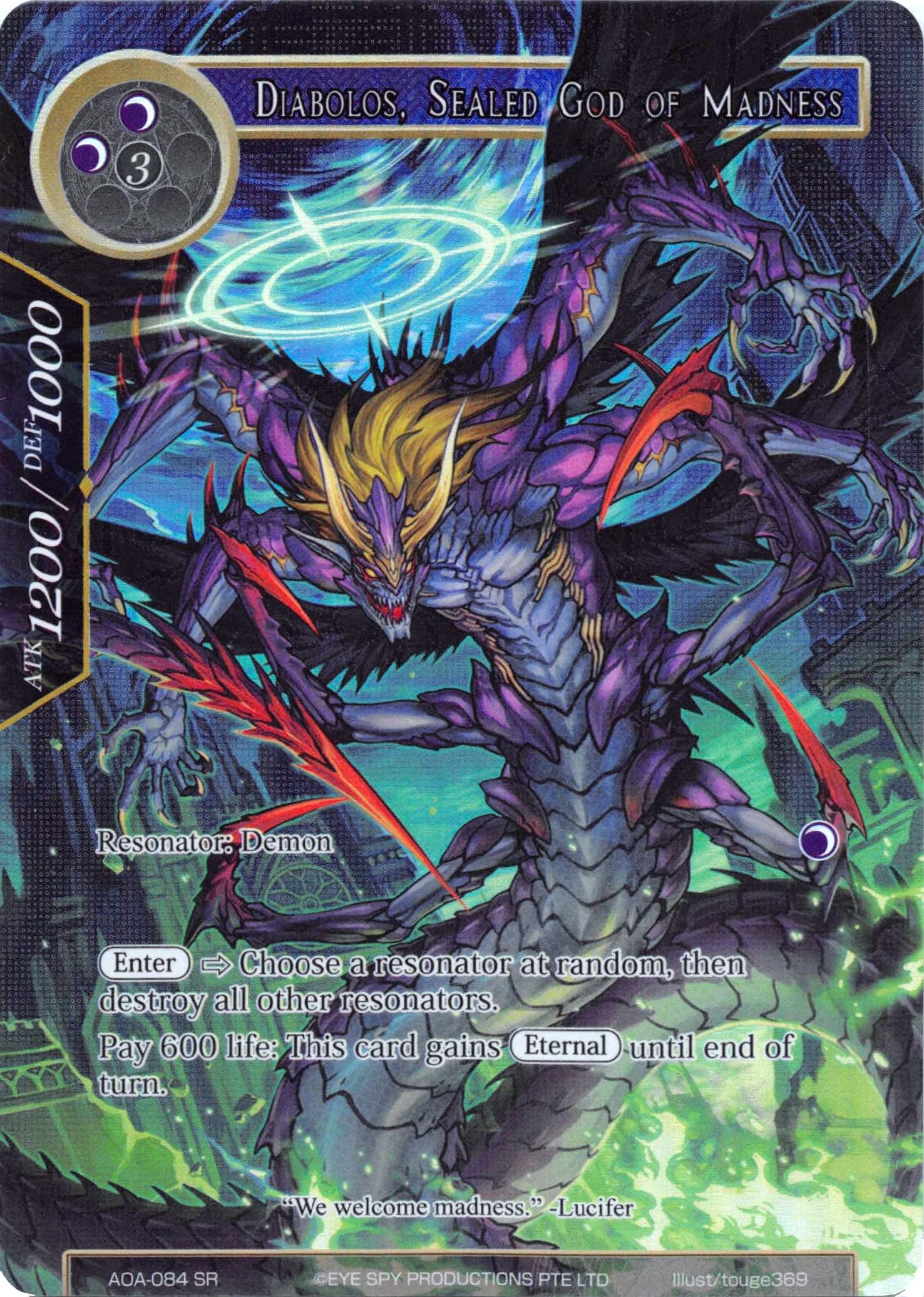 Diabolos Sealed God of Madness (Full Art) (84) [AOA] - Force of Will Single