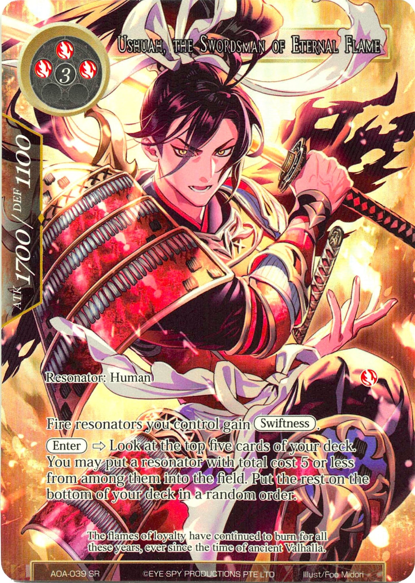 Ushuah the Swordsman of Eternal Flame (Full Art) (39) [AOA] - Force of Will Single