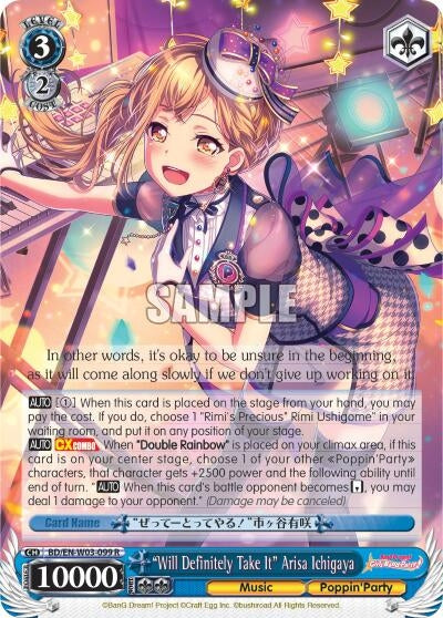 ’Will Definitely Take It’ Arisa Ichigaya (3099) [BD/EN-W03] - Weiss Schwarz Single