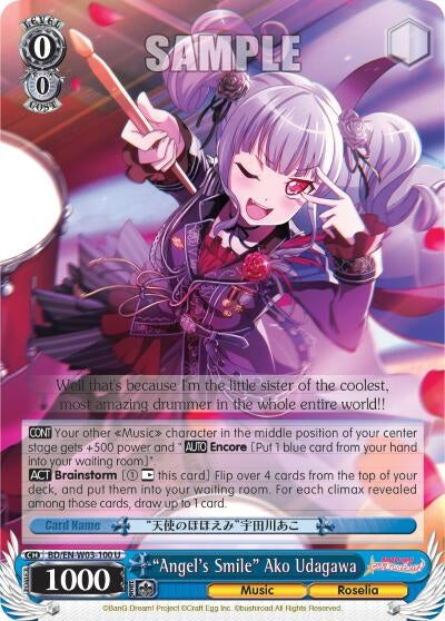 ’Angel’s Smile’ Ako Udagawa (3100) [BD/EN-W03] - Weiss Schwarz Single