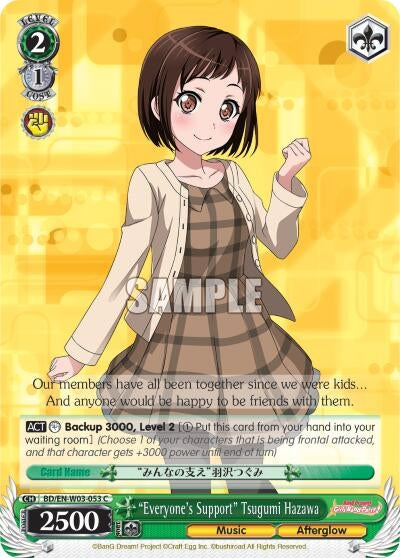 ’Everyone’s Support’ Tsugumi Hazawa (3053) [BD/EN-W03] - Weiss Schwarz Single