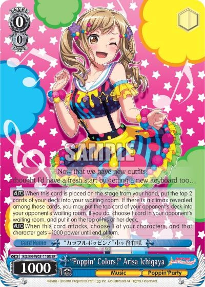 ’Poppin’Colors!’ Arisa Ichigaya (SR) (3110) [BD/EN-W03] - Weiss Schwarz Single