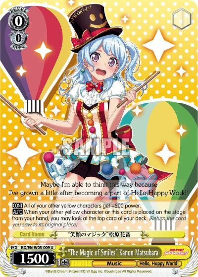 ’The Magic of Smiles’ Kanon Matsubara (3009) [BD/EN-W03] - Weiss Schwarz Single