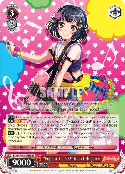 ’Poppin’Colors!’ Rimi Ushigome (HR) (3075) [BD/EN-W03] - Weiss Schwarz Single