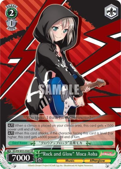 ’Rock and Glow’ Moca Aoba (HR) (3054) [BD/EN-W03] - Weiss Schwarz Single