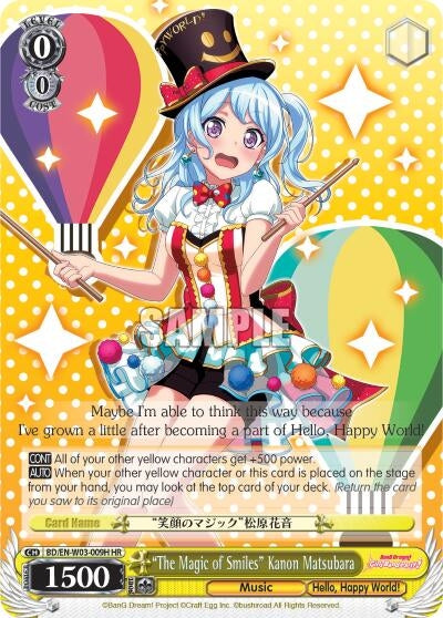 ’The Magic of Smiles’ Kanon Matsubara (HR) (3009) [BD/EN-W03] - Weiss Schwarz Single