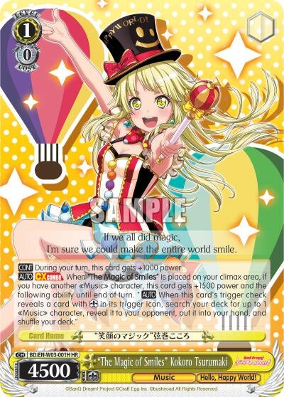 ’The Magic of Smiles’ Kokoro Tsurumaki (HR) (3001) [BD/EN-W03] - Weiss Schwarz Single
