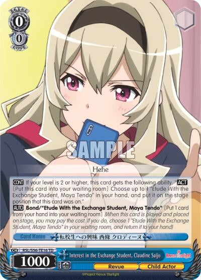 Interest in the Exchange Student Claudine Saijo (5616) [RSL/S56] - Weiss Schwarz Single