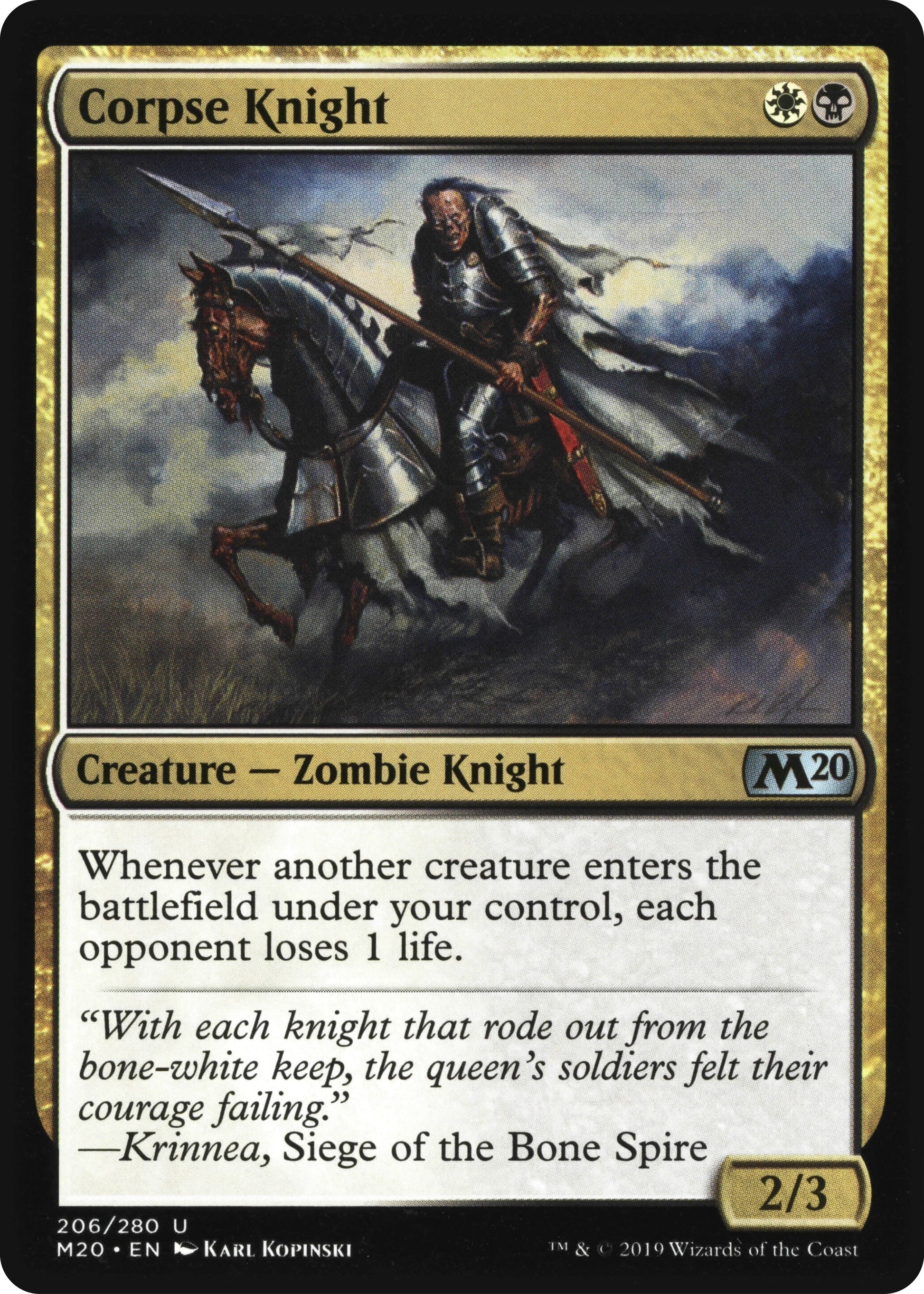 Corpse Knight (2/3 Misprint) (206) [M20] - MTG Single