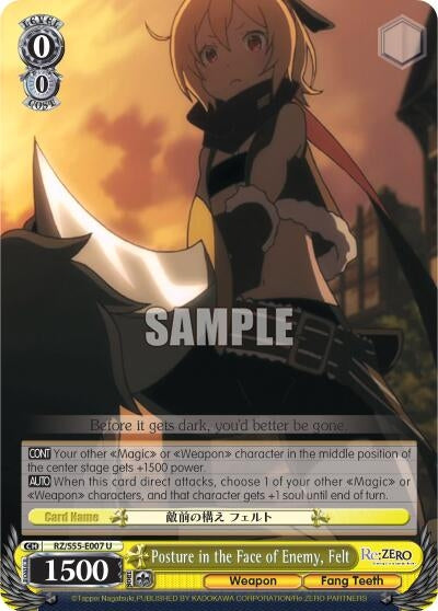 Posture in the Face of Enemy Felt (55007) [RZ/S55] - Weiss Schwarz Single