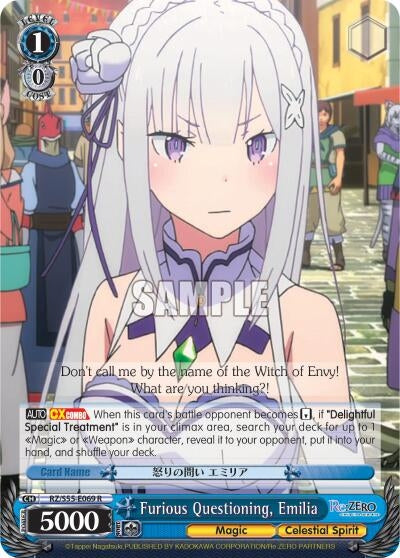 Furious Questioning Emilia (55069) [RZ/S55] - Weiss Schwarz Single