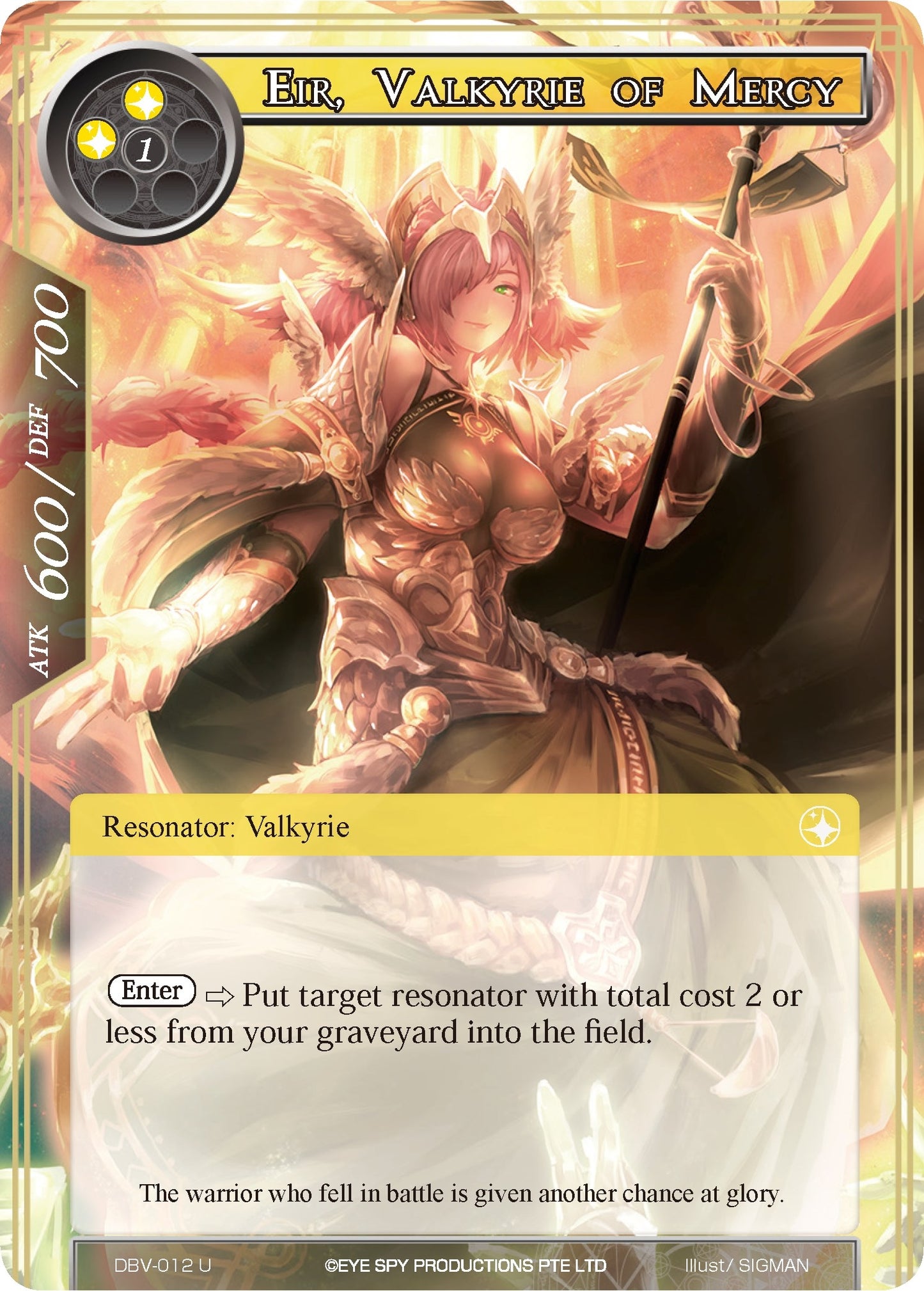 Eir Valkyrie of Mercy (12) [DBV] - Force of Will Single