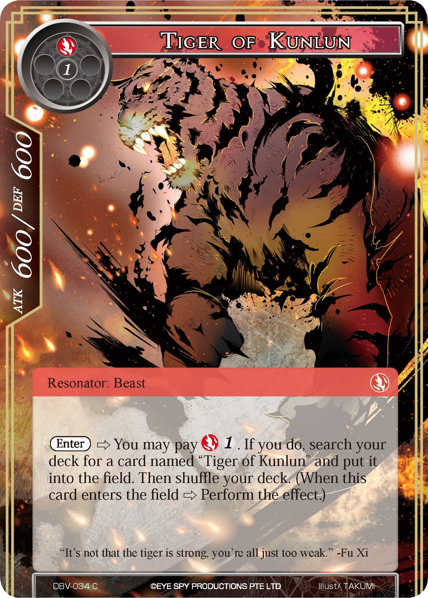 Tiger of Kunlun (34) [DBV] - Force of Will Single