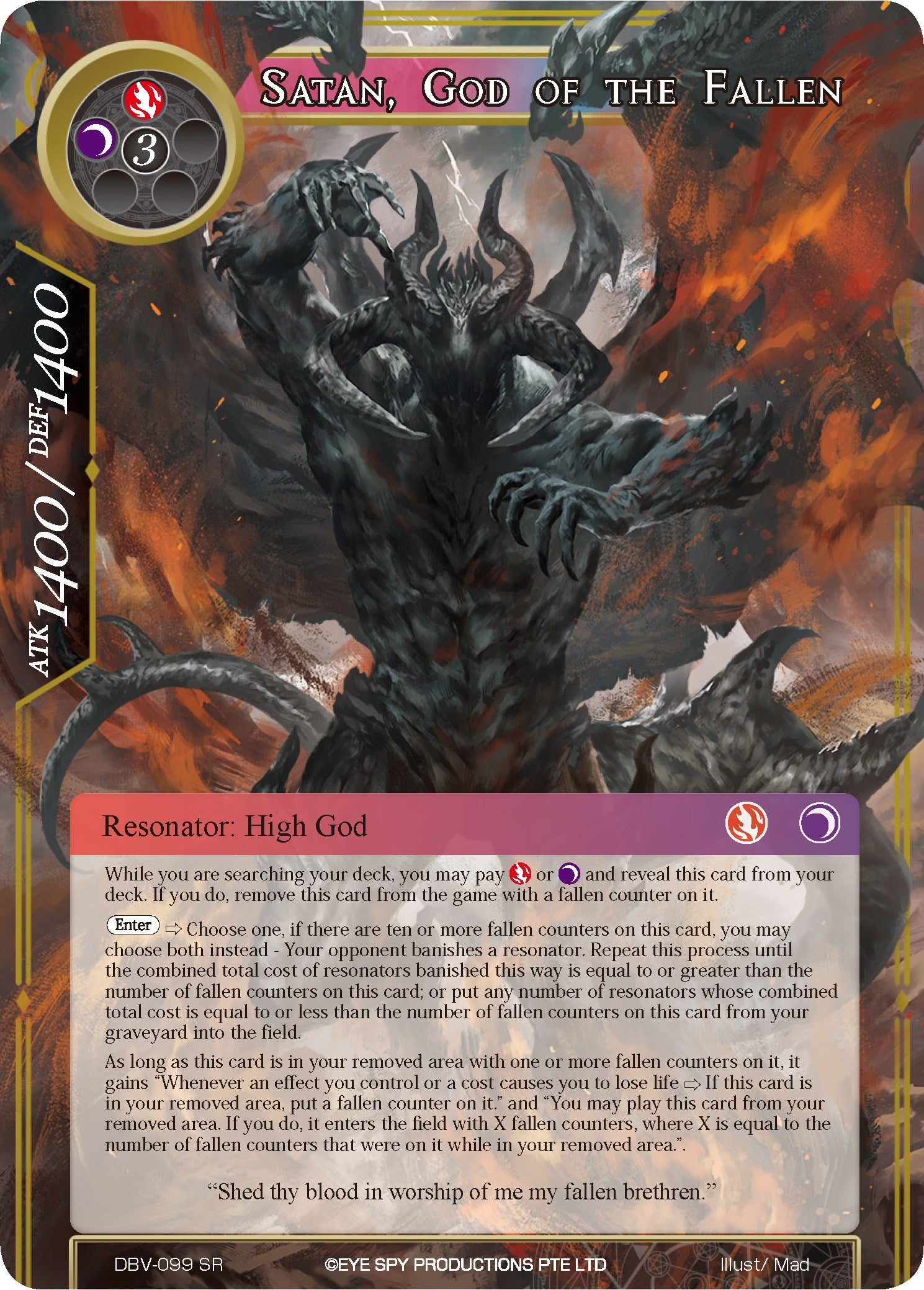 Satan God of the Fallen (99) [DBV] - Force of Will Single