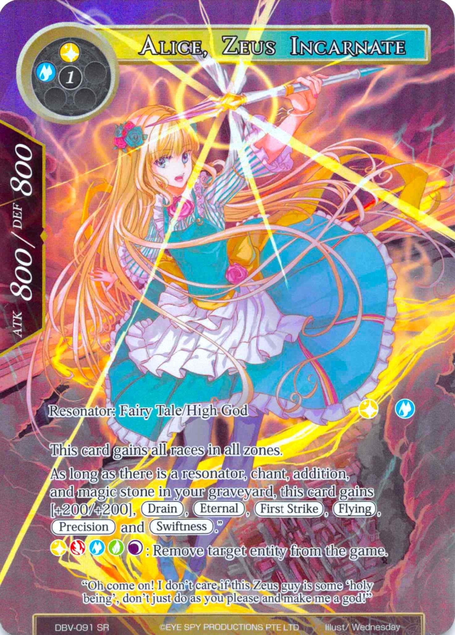Alice Zeus Incarnate (Full Art) (91) [DBV] - Force of Will Single