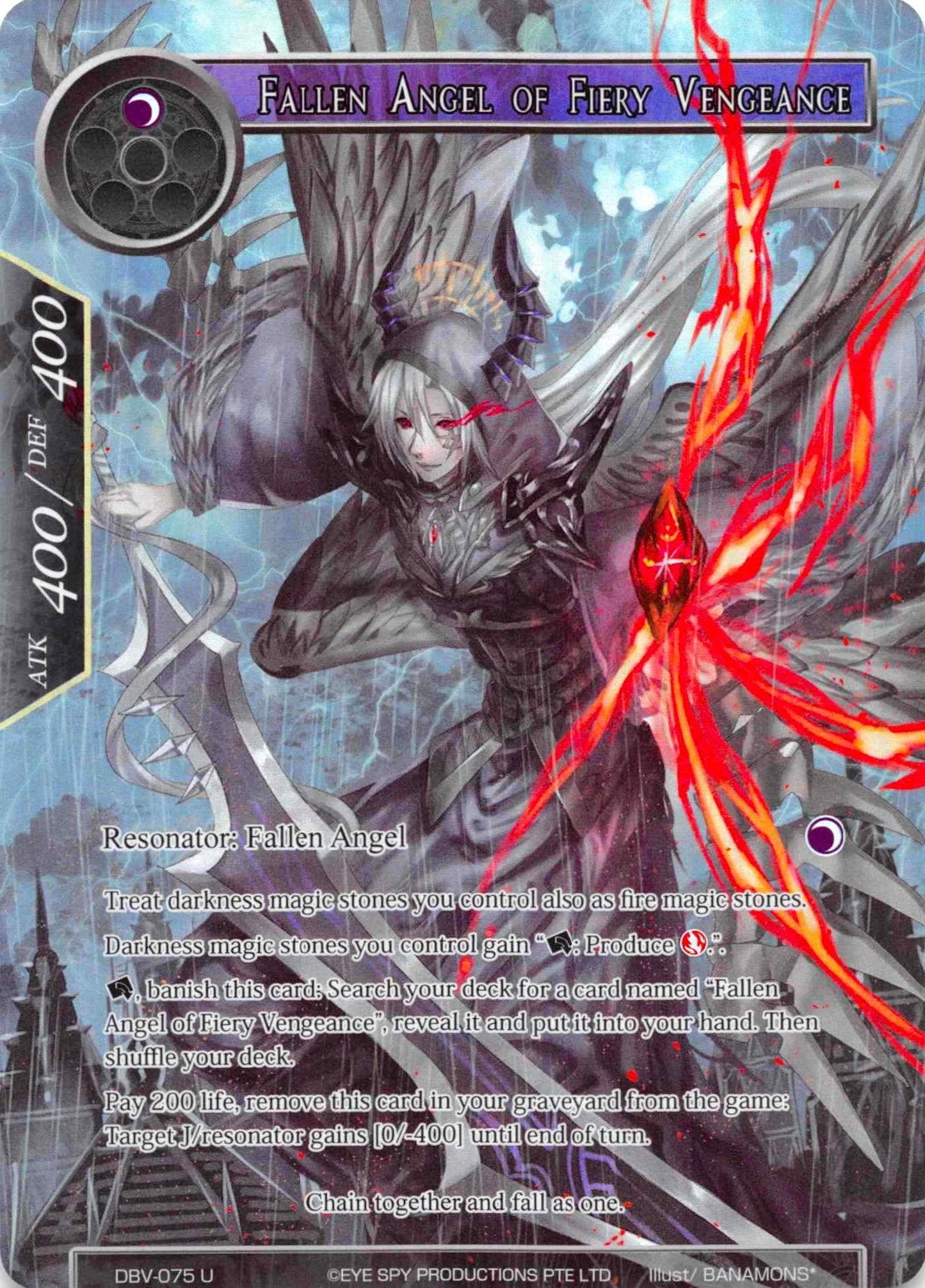 Fallen Angel of Fiery Vengeance (Full Art) (75) [DBV] - Force of Will Single