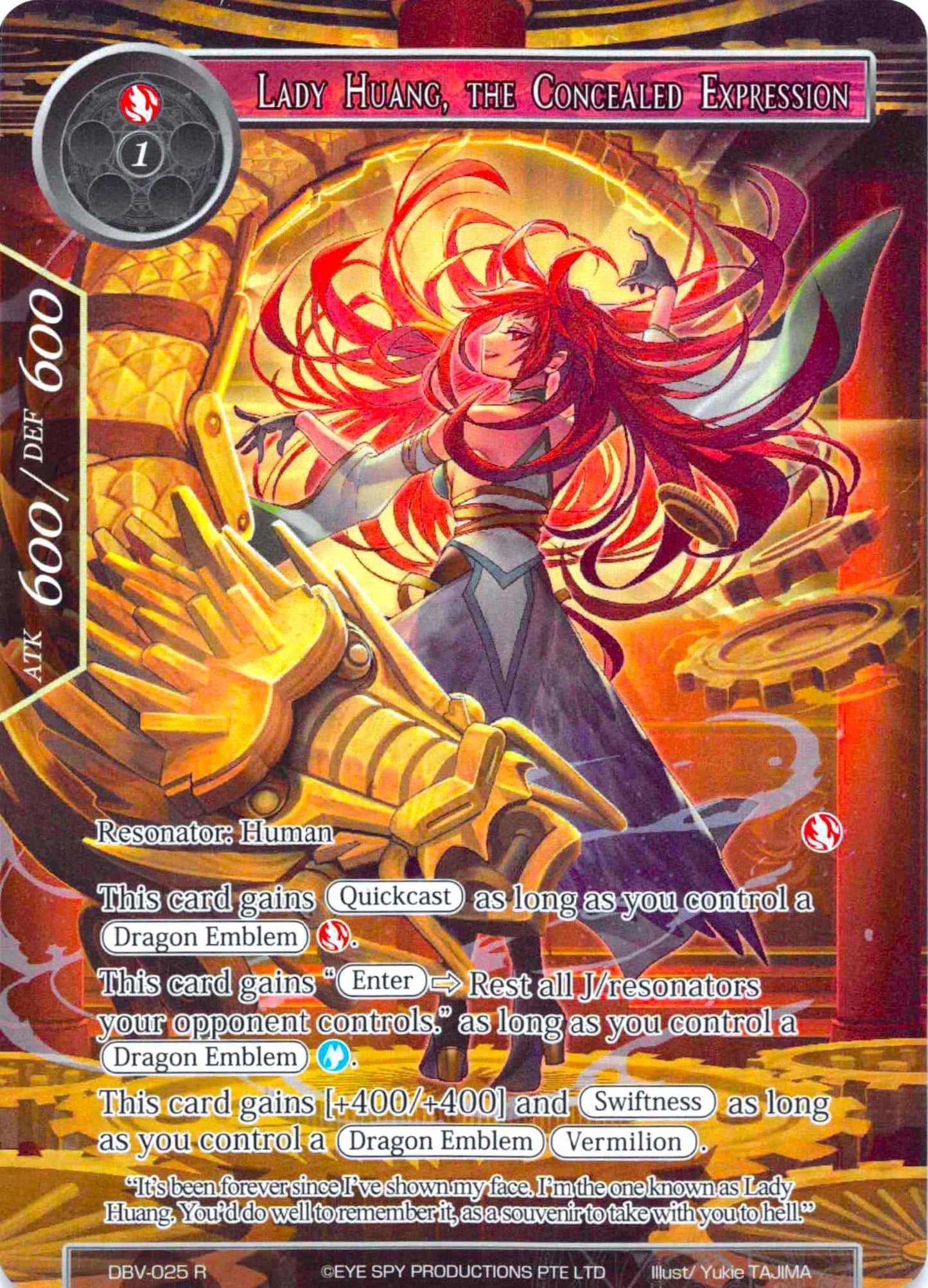 Lady Huang The Concealed Expression (Full Art) (25) [DBV] - Force of Will Single